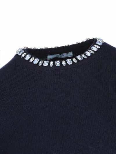 Prada Wool And Cashmere Crew-neck Sweater In Blue