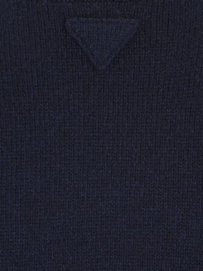 Prada Wool And Cashmere Crew-neck Sweater In Blue