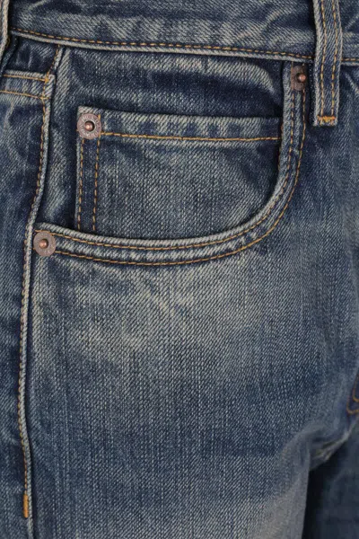 Prada Five Pocket Jeans In Washed Denim In Blue