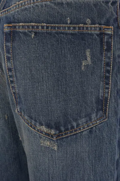 Prada Five Pocket Jeans In Washed Denim In Blue