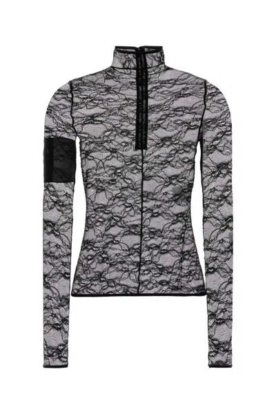 Courrèges Courreges Black Stretch Lace Top In Black