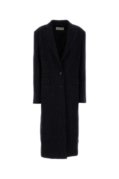 Dries Van Noten Striped Coat In Blue