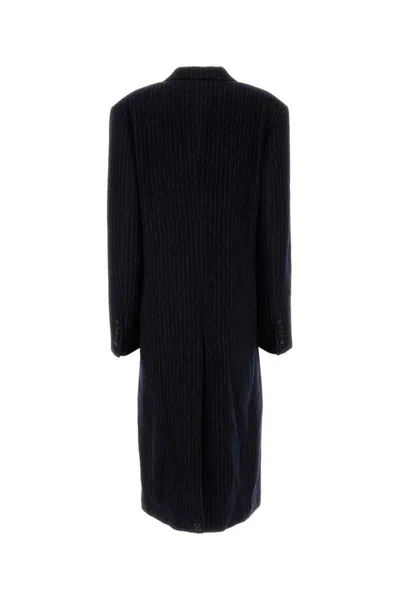 Dries Van Noten Striped Coat In Blue