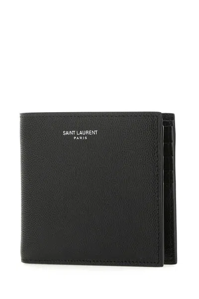 Saint Laurent Black Leather Wallet In Black
