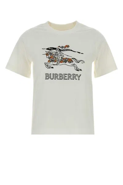 Burberry Equestrian Knight Design Cotton T-shirt In White
