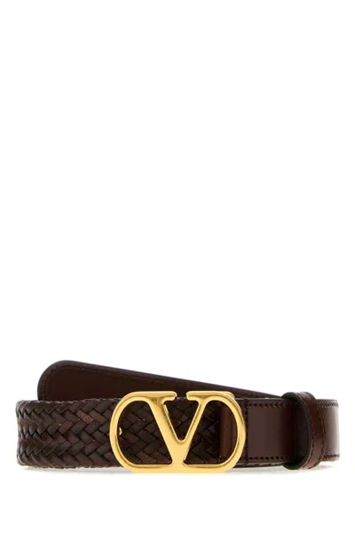 Valentino Brown Leather Belt In Brown