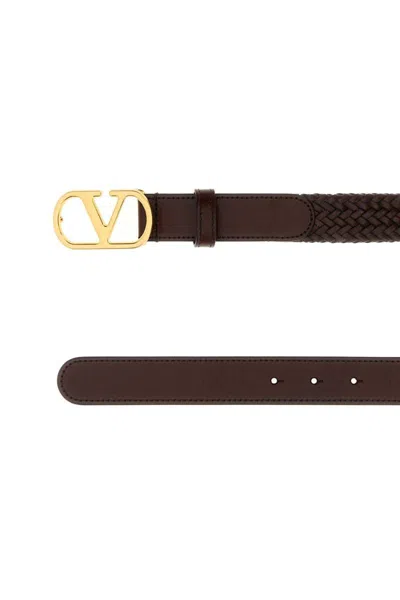 Valentino Brown Leather Belt In Brown
