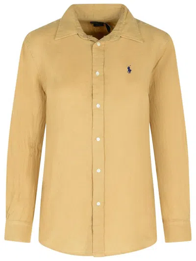 Polo Ralph Lauren Beige Linen Shirt In Sand