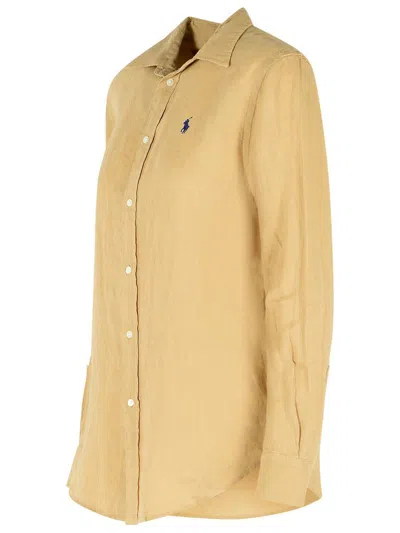 Polo Ralph Lauren Beige Linen Shirt In Sand