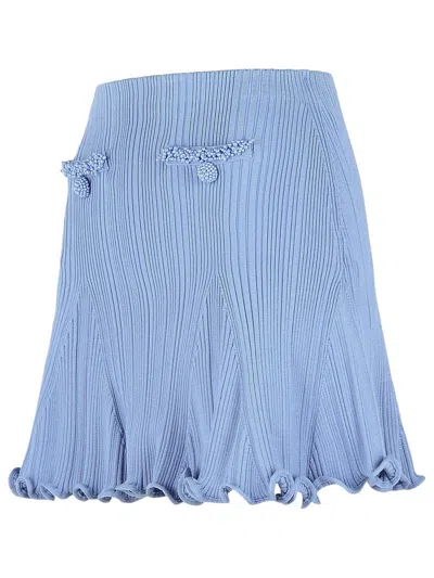Self-portrait Pearl Skirt In Light Blue Viscose Blend In Blue