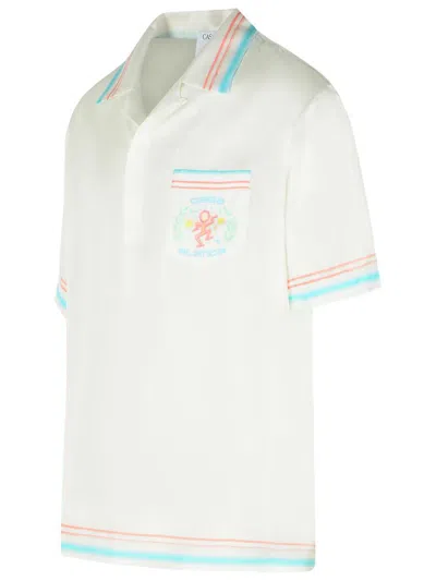 Casablanca Joyful Dance Silk Short Sleeve Shirt In White