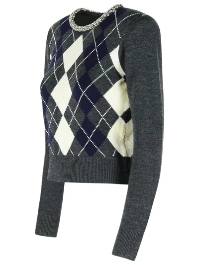 Self-portrait Womens Self Portrait Argyle Crystal Wool Jumper In Black