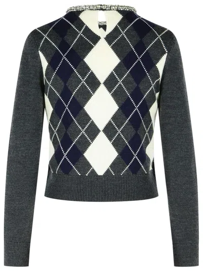 Self-portrait Womens Self Portrait Argyle Crystal Wool Jumper In Black