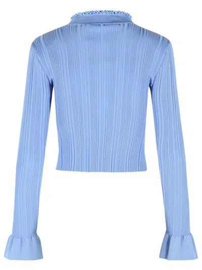 Self-portrait Flared-sleeve Cardigan In Blue