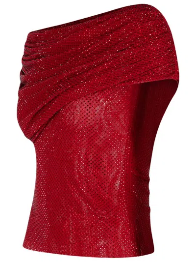 Self-portrait Burgundy Polyester Top In Red