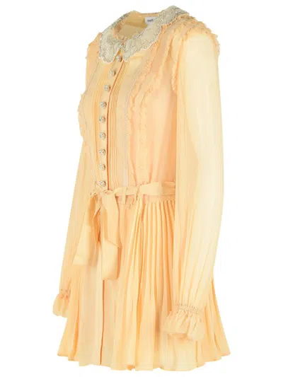 Self-portrait Cream Viscose Mini Dress In Yellow