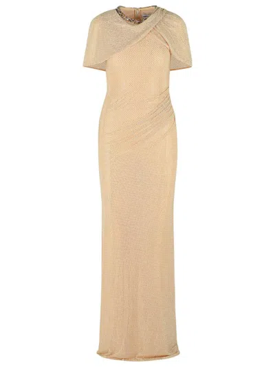 Self-portrait Nude Polyester Dress In Neutral