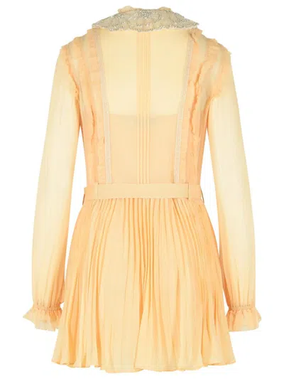 Self-portrait Cream Viscose Mini Dress In Yellow