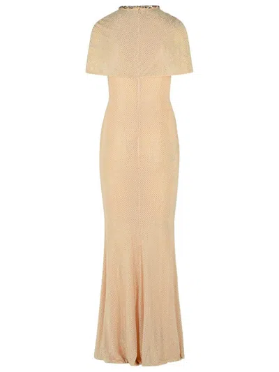 Self-portrait Nude Polyester Dress In Neutral