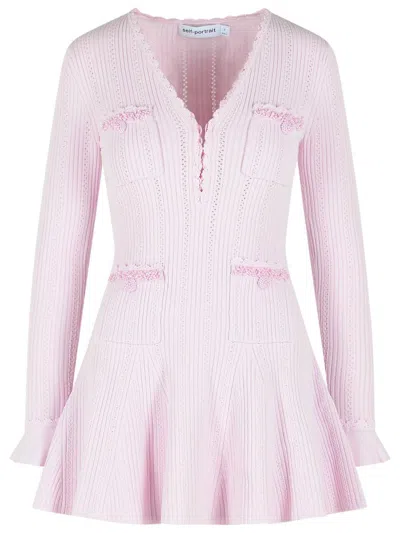 Self-portrait Pink Viscose Blend Mini Dress In Pink