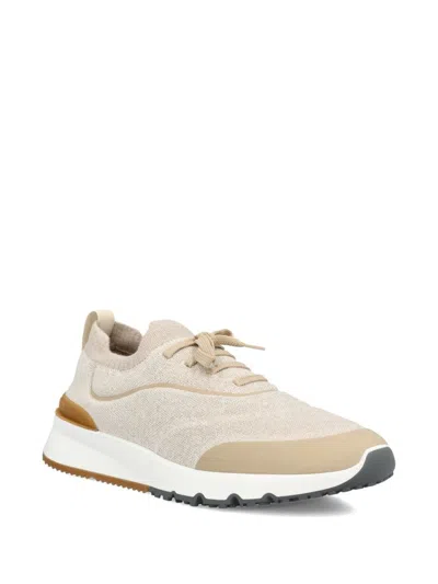 Brunello Cucinelli Men Sneakers With Lace-up Detail In Neutral