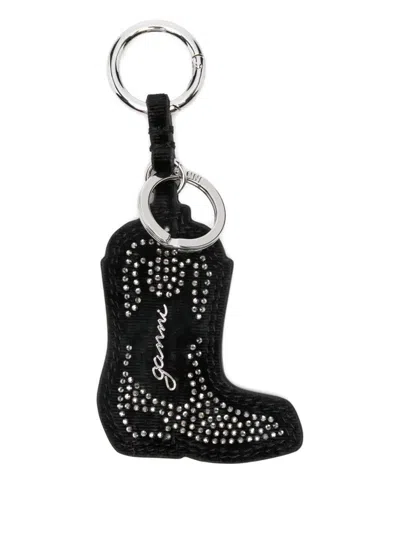 Ganni Western Boot Keyring In Black