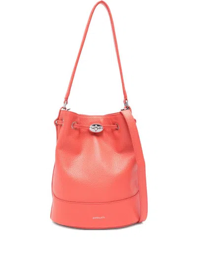 Zanellato Daily Small Leather Bucket Shoulder Bag In Red