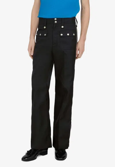 Gucci Stud-embellished Straight-leg Pants In Black