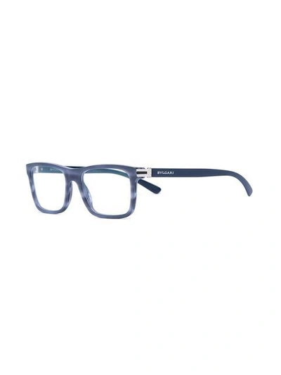 Bulgari Brille Mit Eckigem Gestell - Blau