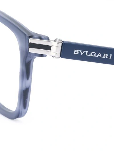 Bulgari Brille Mit Eckigem Gestell - Blau