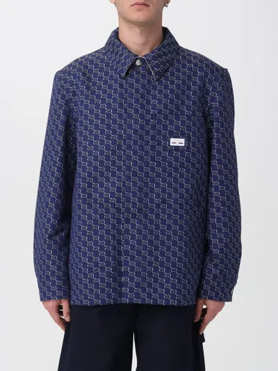 Gucci Gg Shadow-jacquard Cotton Jacket In Blue