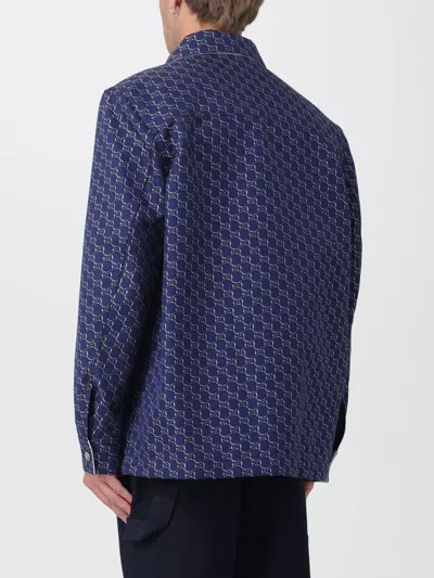 Gucci Gg Shadow-jacquard Cotton Jacket In Blue