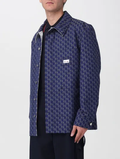 Gucci Gg Shadow-jacquard Cotton Jacket In Blue