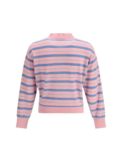 Guest In Residence Striped Three-button Polo Shirt In Multi