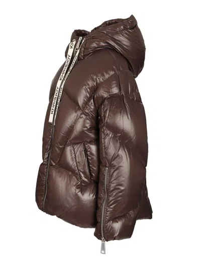 Khrisjoy Iconic Milano Puffer In Shiny Nylon Coats Brown In Brown