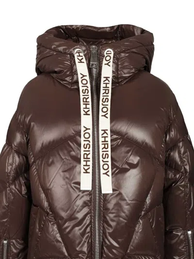 Khrisjoy Iconic Milano Puffer In Shiny Nylon Coats Brown In Brown
