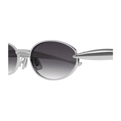 Bottega Veneta Bv1386s Linea Signature Icons 003 Silver Grey Sunglasses In Gray