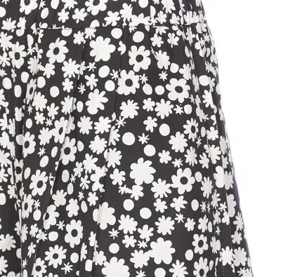 Marni Pleated Floral Shorts Elasticized Waist In Black