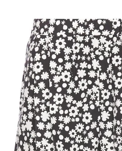 Marni Pleated Floral Shorts Elasticized Waist In Black