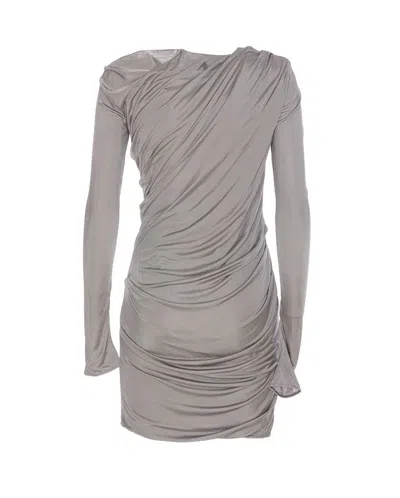 Attico Draped Grey Mini Dress In Gray