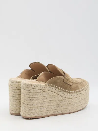 Gianvito Rossi Maxilla 100 Suede Platform Espadrille Mules In Brown