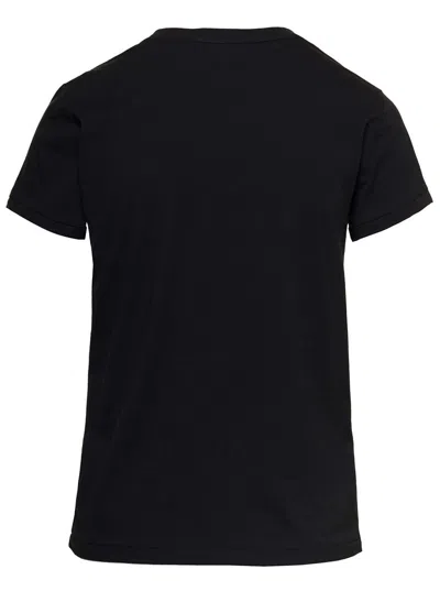 Polo Ralph Lauren Black Crewneck T-shirt With Contrasting Logo Embrodery In Cotton Woman In Black