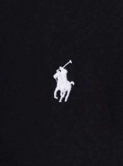Polo Ralph Lauren Black Crewneck T-shirt With Contrasting Logo Embrodery In Cotton Woman In Black
