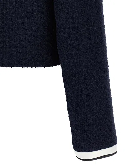 Self-portrait Self Portrait 'navy Boucle Contrast Collar' Blazer In Blue