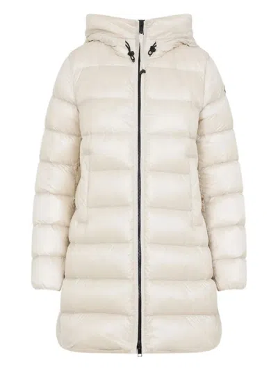 Moncler Suyenne Hooded Mid-length Down Jacket Clothing In Neutral