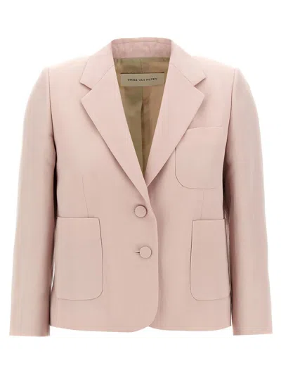 Dries Van Noten Tailored Blazer Notch Lapel In Pink