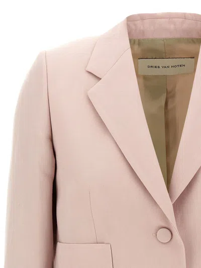 Dries Van Noten Tailored Blazer Notch Lapel In Pink