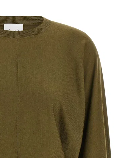 Nude Crewneck Wool Sweater With Bat Sleeves In Green