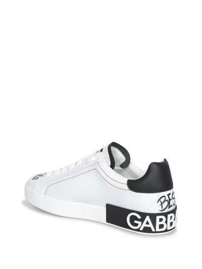 Dolce & Gabbana White Calf Leather Sneaker In Multi