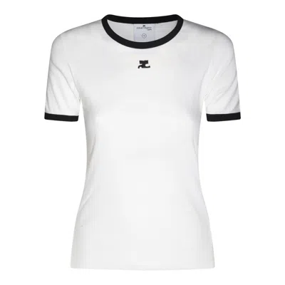 Courrèges Contrast Trim Short-sleeve T-shirt In White